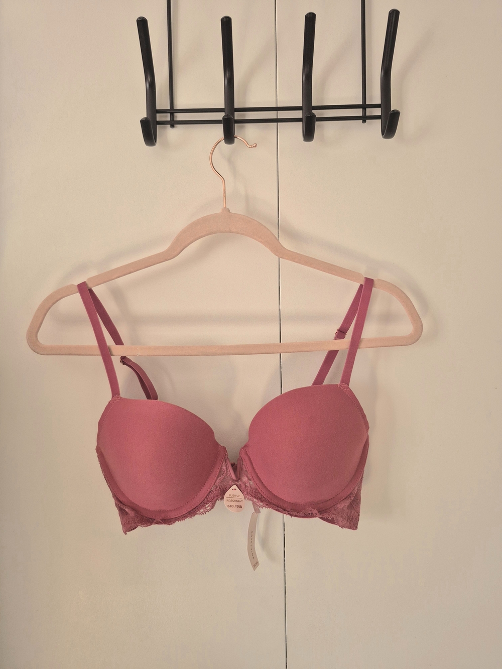 Ardene Lace-Trim Padded Bra in Rose